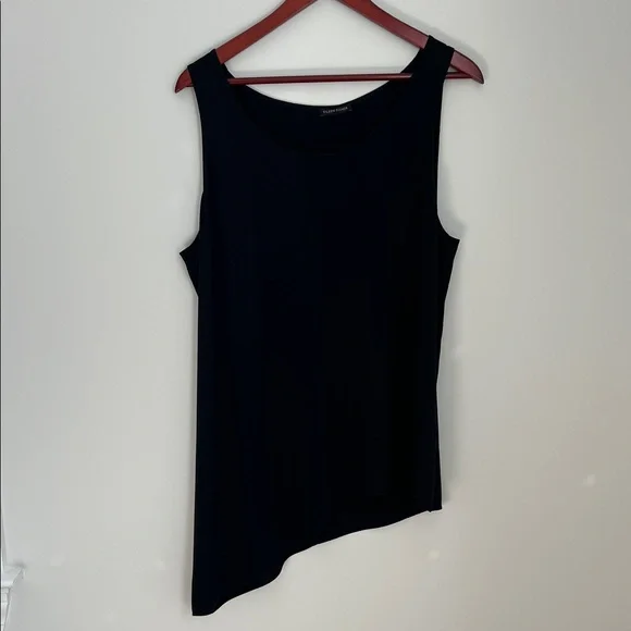 Eileen Fisher 100% Silk Black Asymmetrical Scoop-Neck Sleeveless Top Size XL - Picture 1 of 11